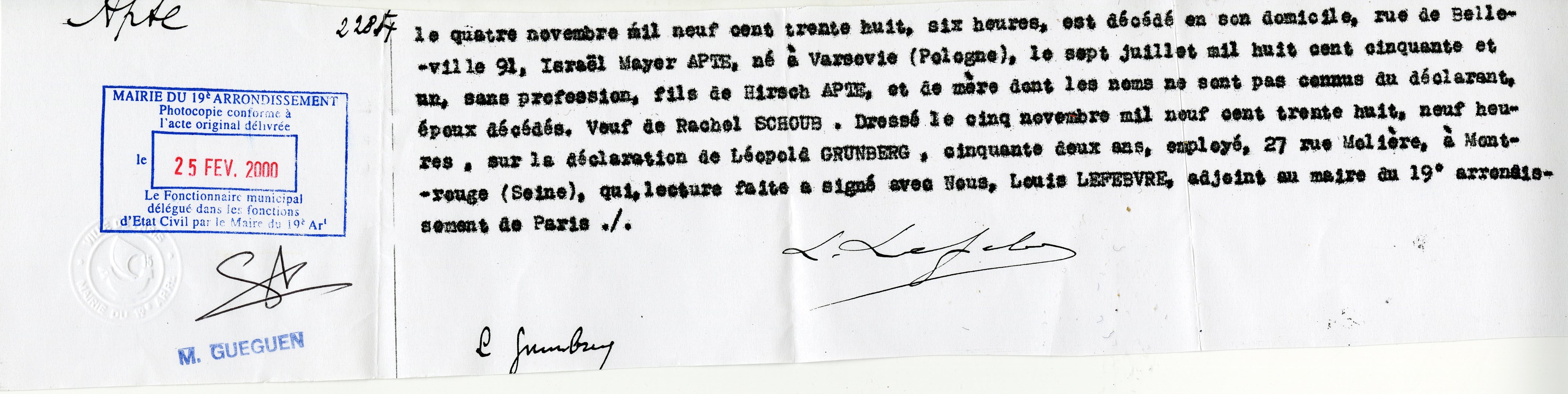 Acte de décès